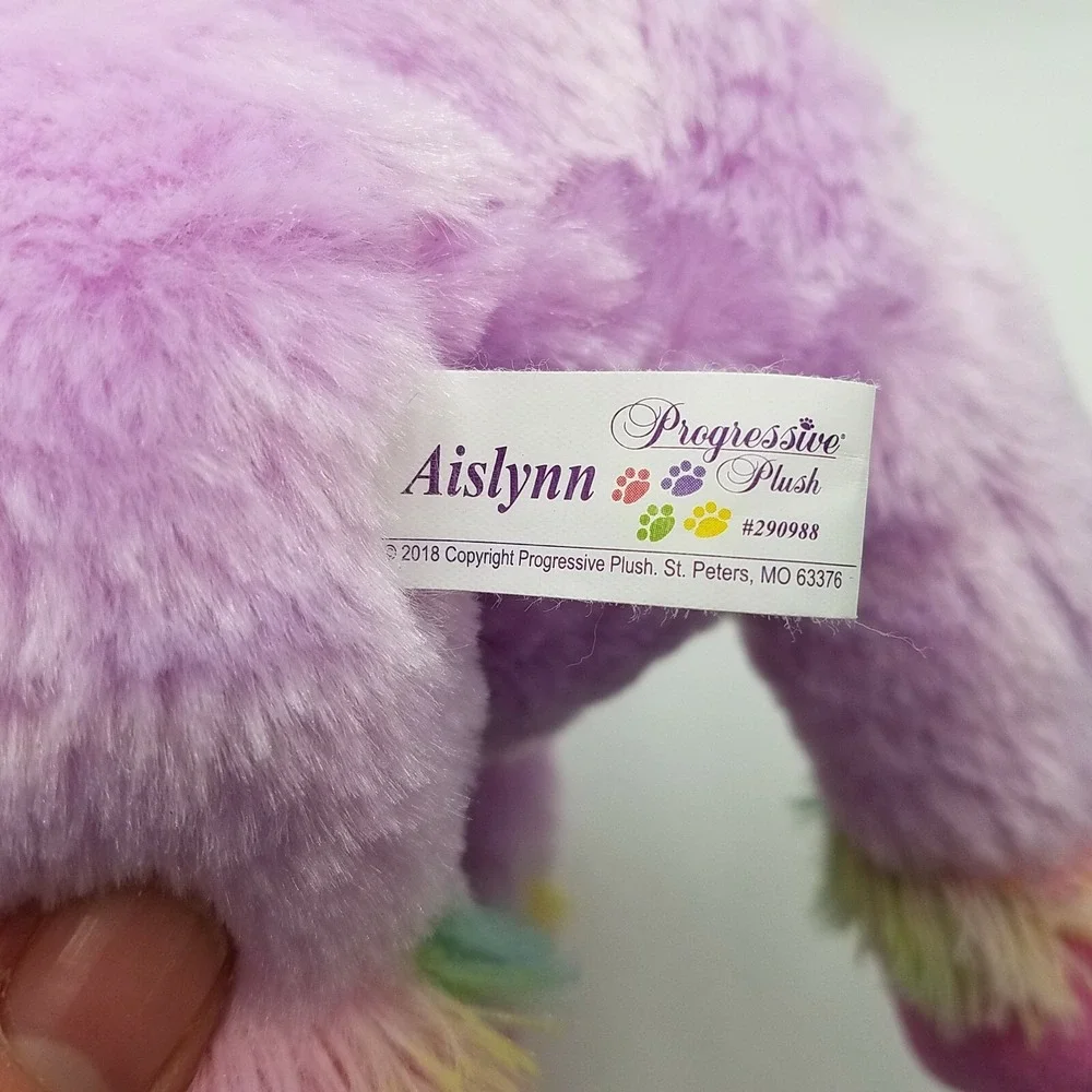 Unicorn Aislynn Progressive Plush Rainbow Striped 12